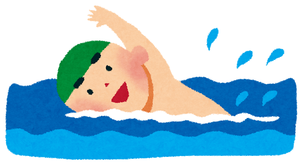 海で泳ぐ男の子のイラスト